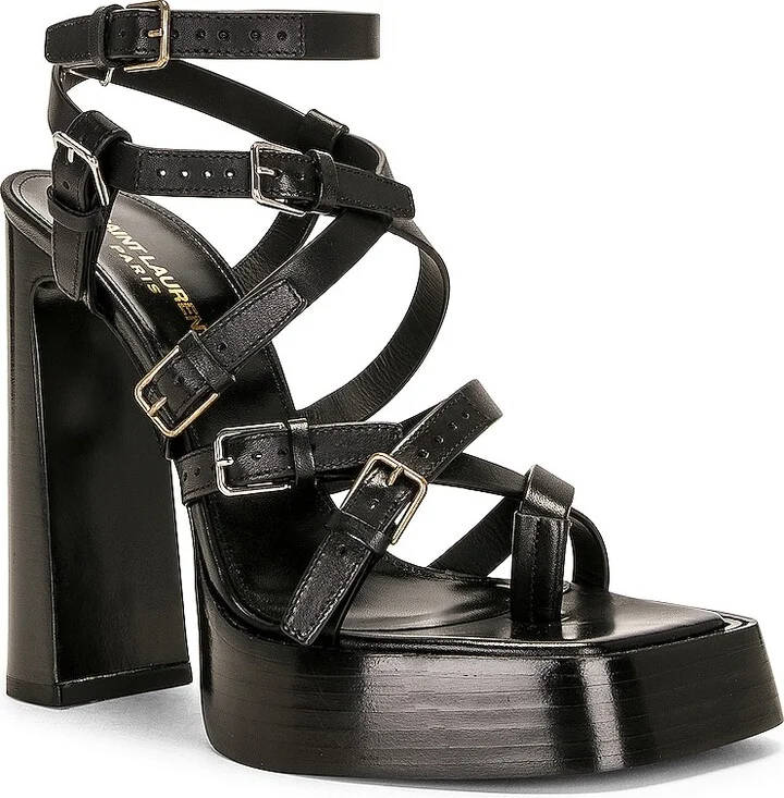 Saint Laurent Strappy Sandal in Black - Image 2