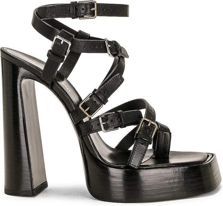 Saint Laurent Strappy Sandal in Black