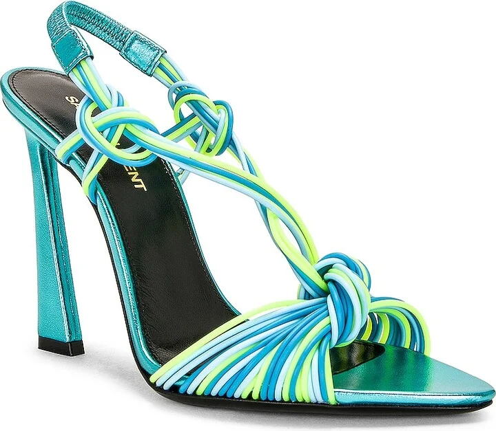Saint Laurent Strappy Sandal in Teal - Image 2