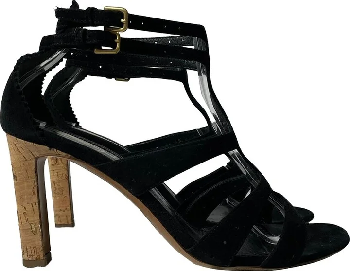 Saint Laurent Suede Cage Sandal (Authentic Pre-Loved) - Image 2