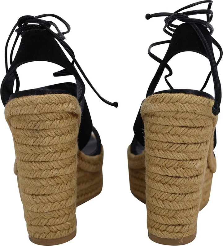 Saint Laurent Suede Espadrille Strappy Wedge Sandal (Authentic Pre-Loved) - Image 2