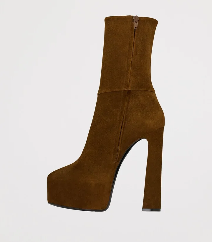 Saint Laurent Suede Nico Ankle Boots 105 - Image 4