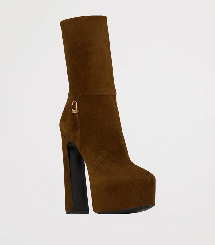 Saint Laurent Suede Nico Ankle Boots 105 - Image 5