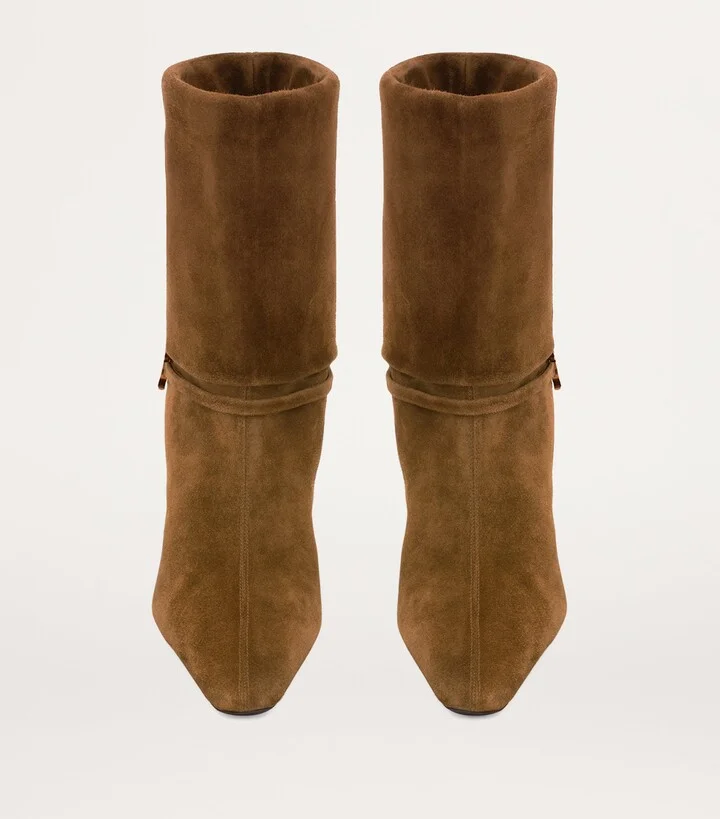 Saint Laurent Suede Vicky Ankle Boots 90 - Image 3