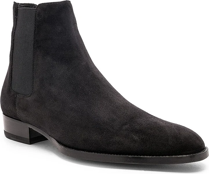 Saint Laurent Suede Wyatt 30 Chelsea Boots in Black - Image 2