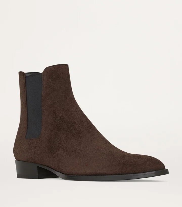 Saint Laurent Suede Wyatt Chelsea Boots - Image 3