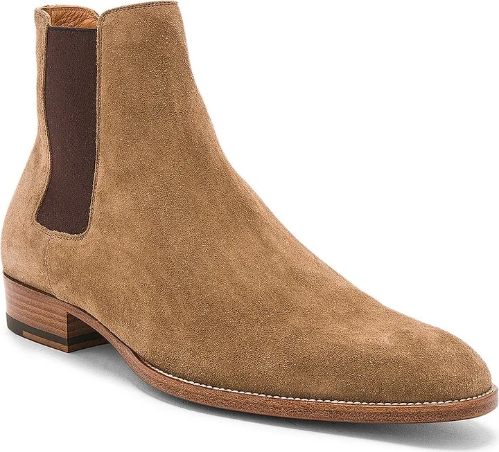 Saint Laurent Suede Wyatt Chelsea Boots in Brown - Image 2