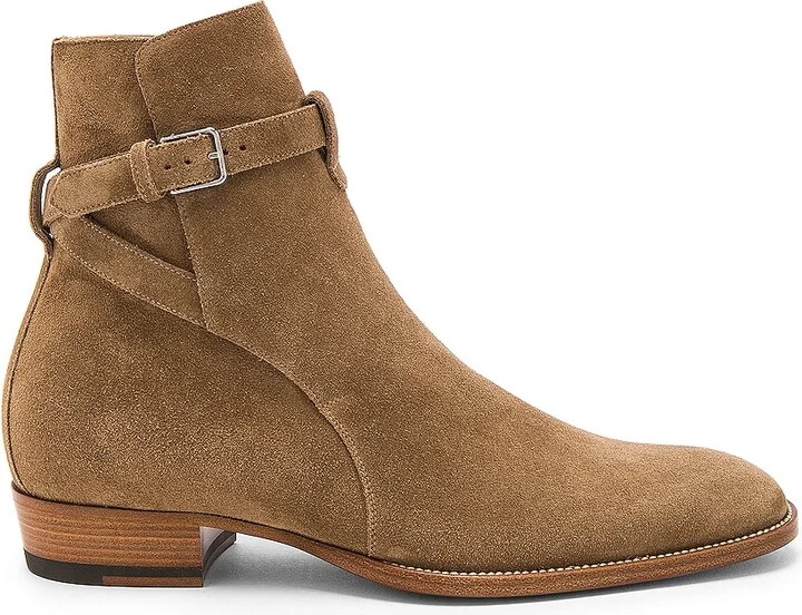 Saint Laurent Suede Wyatt Jodhpur Boots in Brown