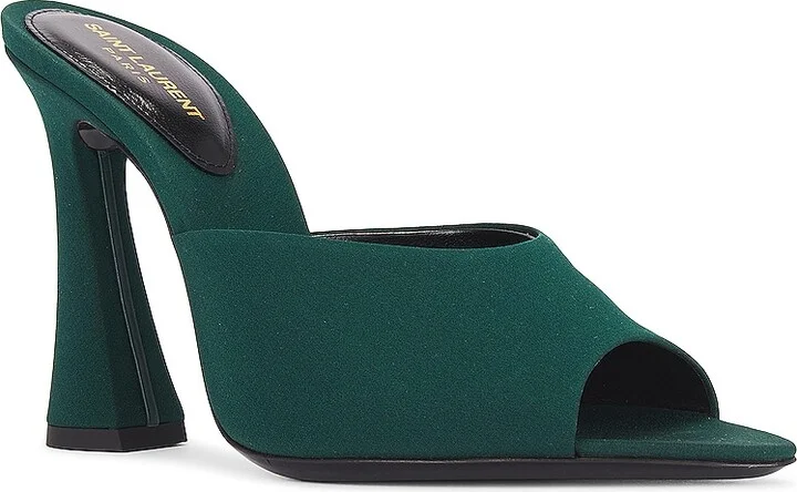 Saint Laurent Suite Mule Sandal in Dark Green - Image 2