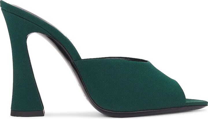 Saint Laurent Suite Mule Sandal in Dark Green