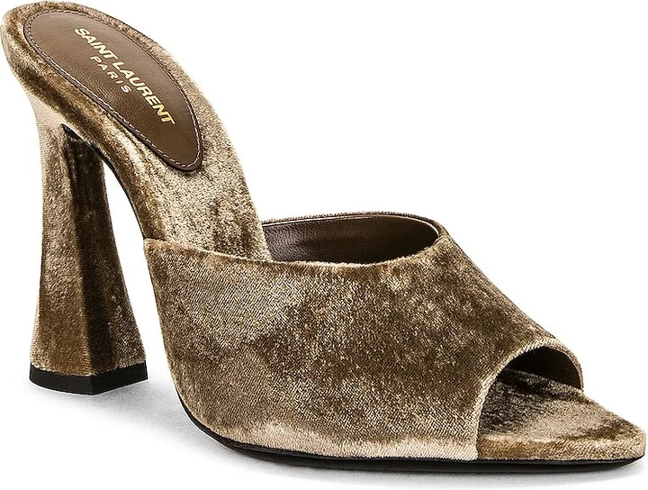 Saint Laurent Suite Mule Sandal in Olive - Image 2