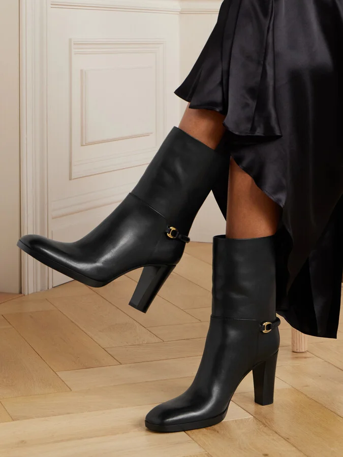 SAINT LAURENT - Sulpice Embellished Leather Ankle Boots - Black - Image 2