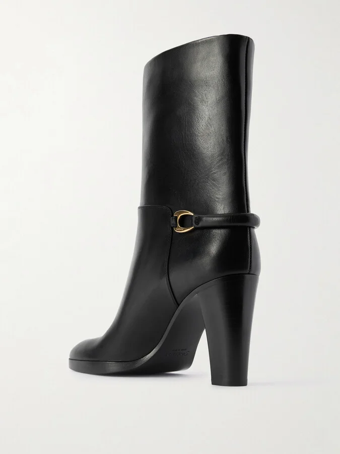 SAINT LAURENT - Sulpice Embellished Leather Ankle Boots - Black - Image 3