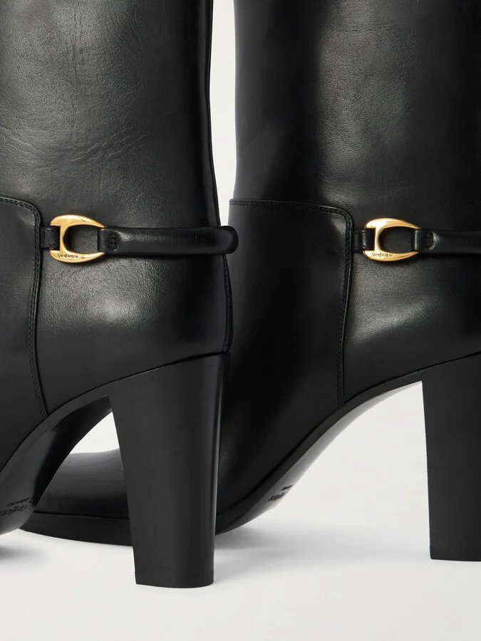 SAINT LAURENT - Sulpice Embellished Leather Ankle Boots - Black - Image 4