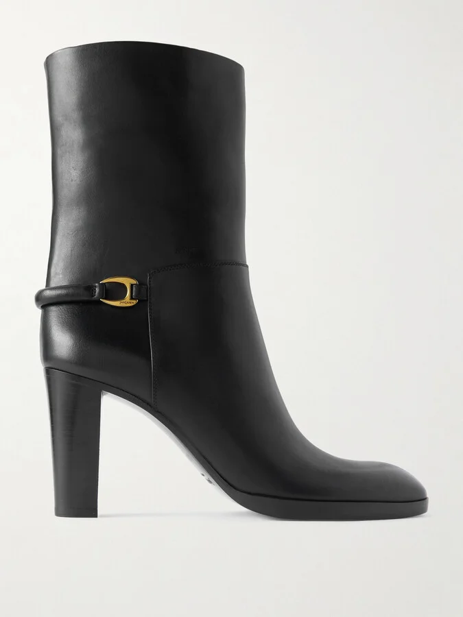 SAINT LAURENT - Sulpice Embellished Leather Ankle Boots - Black