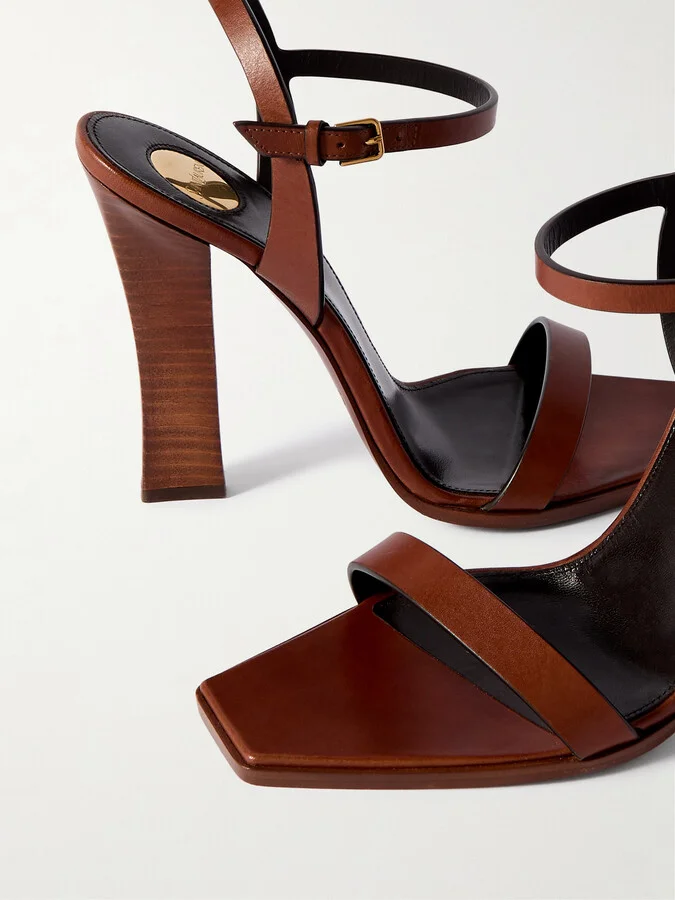 SAINT LAURENT - Susan Leather Sandals - Brown - Image 4