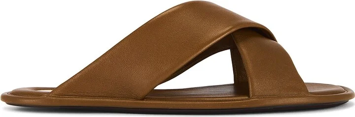 Saint Laurent Talha Flat Sandal in Brown