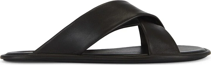 Saint Laurent Talha Flat Sandal in Chocolate,Black