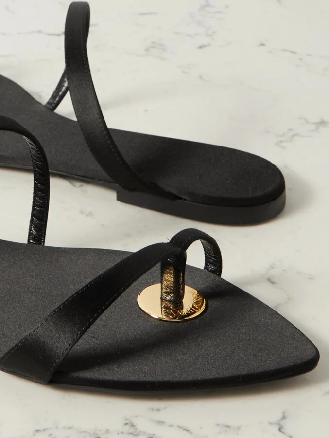 SAINT LAURENT - Tanger Satin Sandals - Black - Image 4