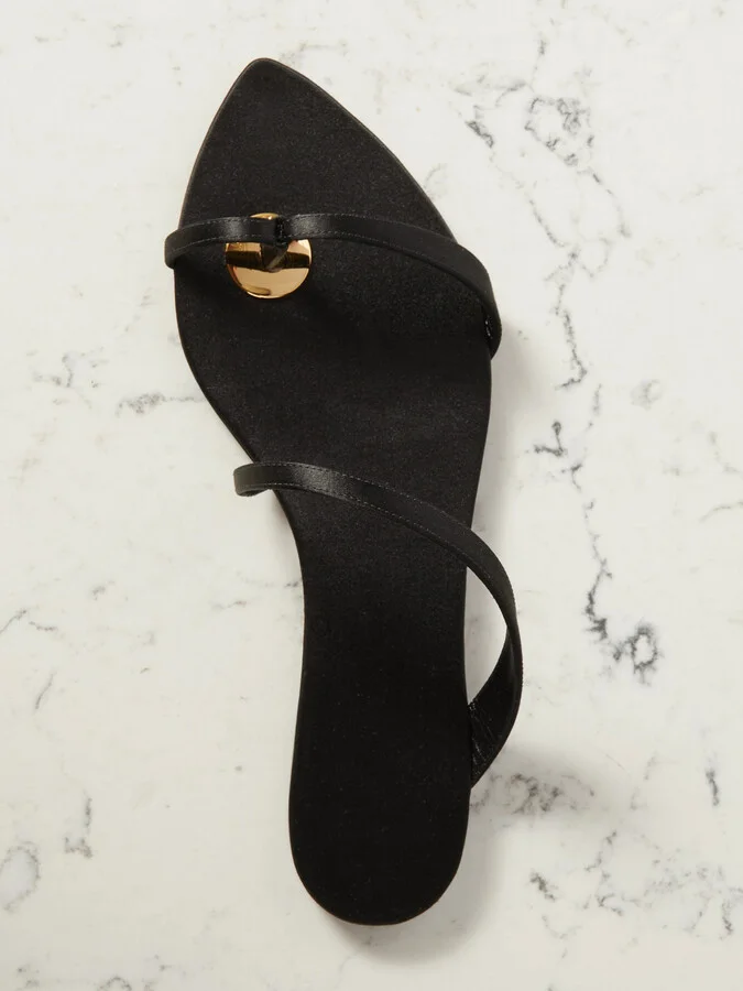 SAINT LAURENT - Tanger Satin Sandals - Black - Image 5