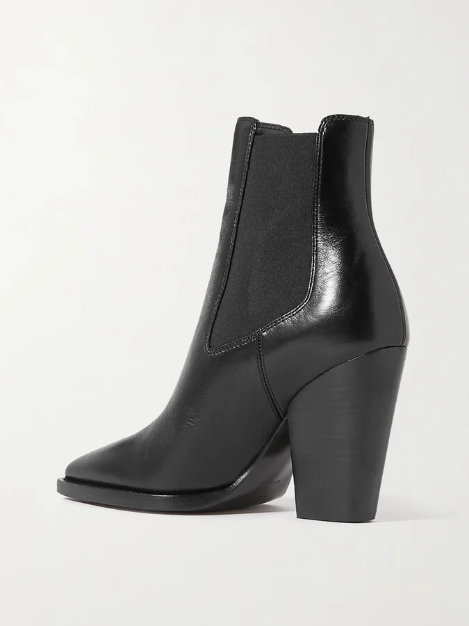 SAINT LAURENT - Theo Leather Ankle Boots - Black - Image 3