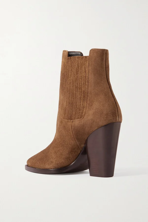 SAINT LAURENT - Theo Suede Ankle Boots - Brown - Image 3