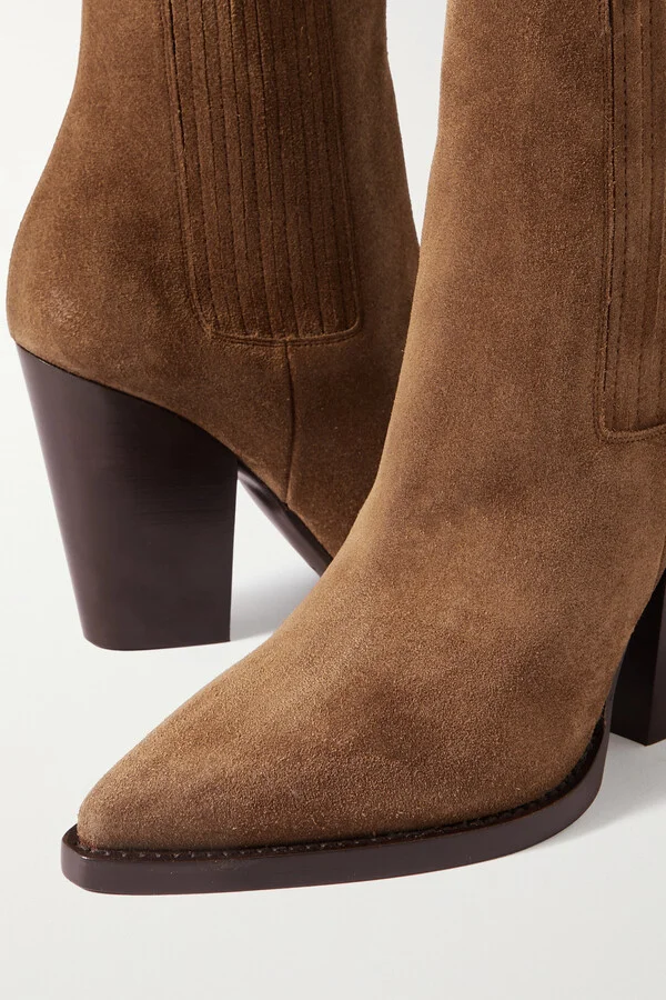 SAINT LAURENT - Theo Suede Ankle Boots - Brown - Image 4