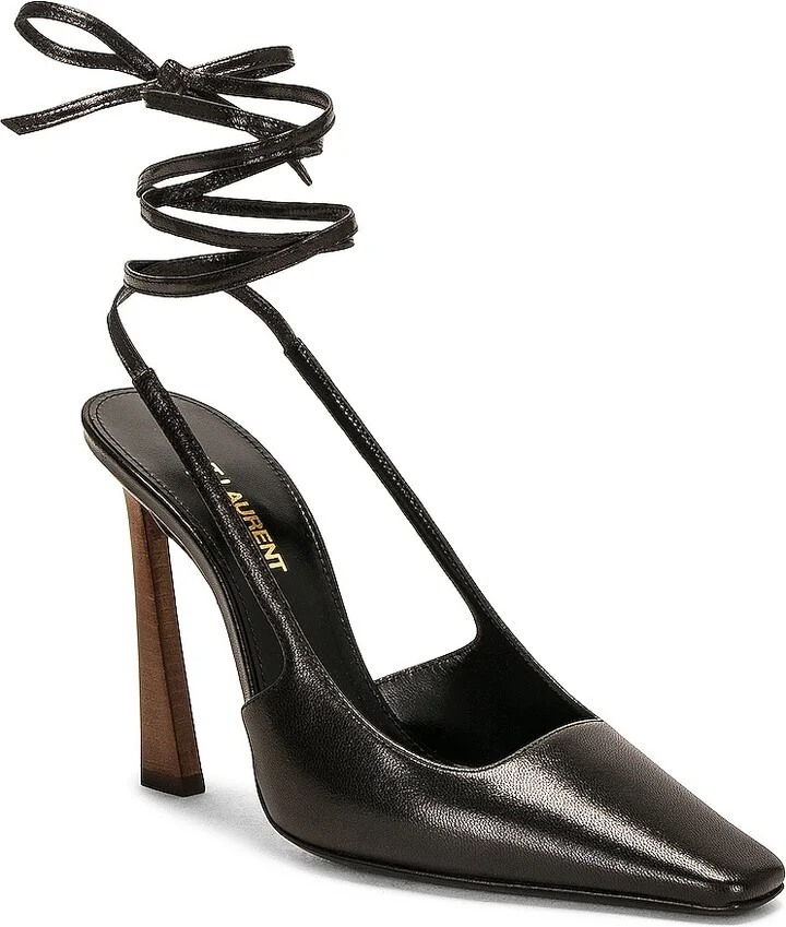 Saint Laurent Tom Lace Up Pump in Black - Image 2