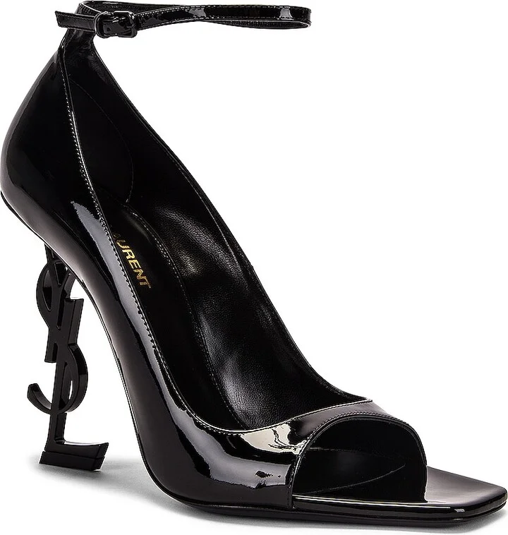 Saint Laurent Tower Opyum Ankle Strap Heels in Black - Image 2