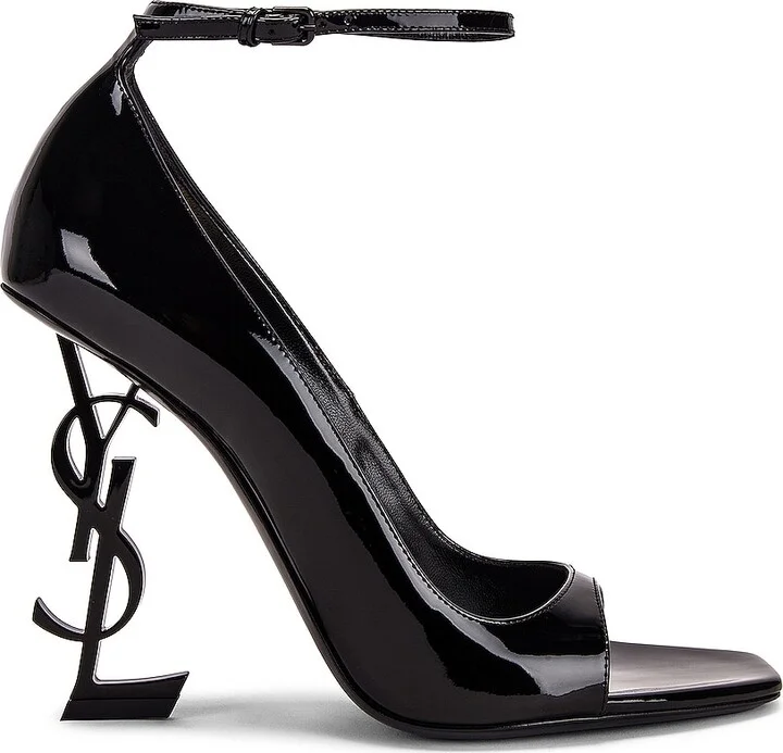 Saint Laurent Tower Opyum Ankle Strap Heels in Black
