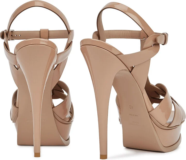 Saint Laurent Tribute 100 Leather Platform Sandals - Image 3