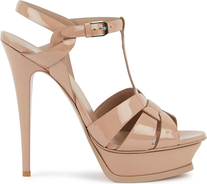 Saint Laurent Tribute 100 Leather Platform Sandals