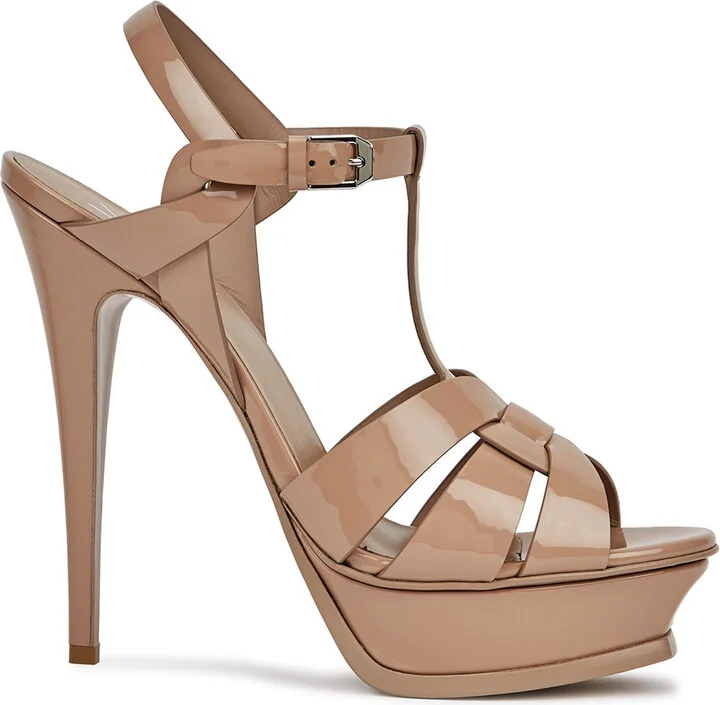 Saint Laurent Tribute 100 Leather Platform Sandals