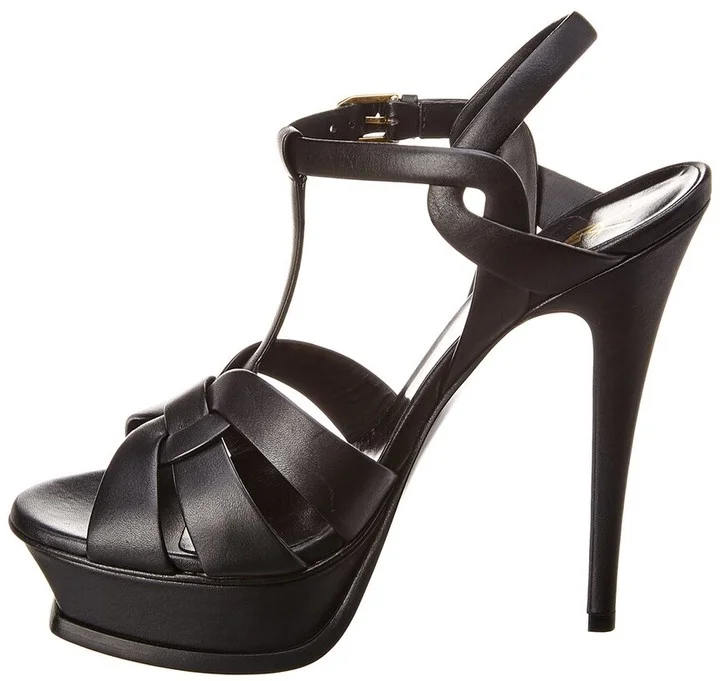 Saint Laurent Tribute 105 Leather Platform Sandal - Image 2