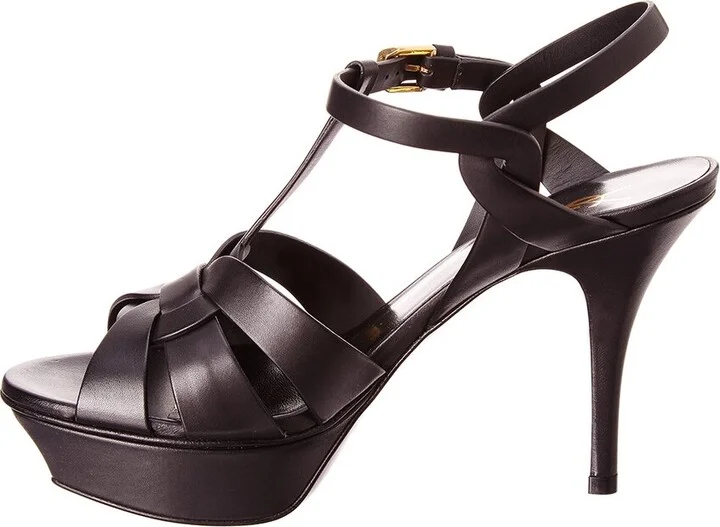 Saint Laurent Tribute 75 Leather Platform Sandal - Image 2