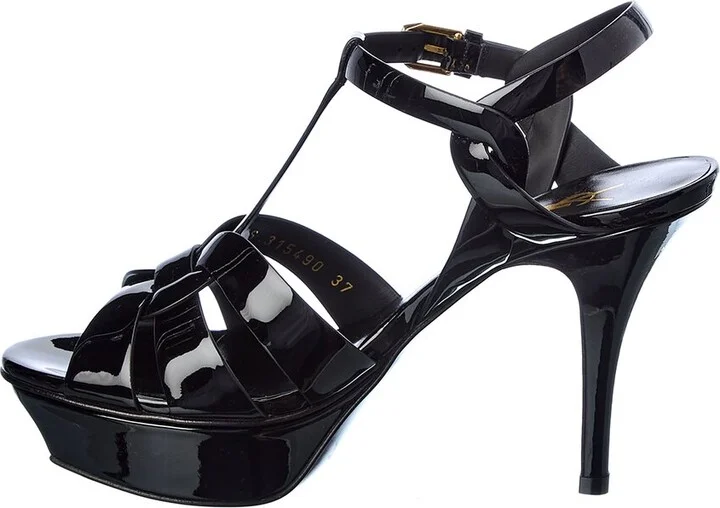 Saint Laurent Tribute 75 Patent Platform Sandal - Image 2