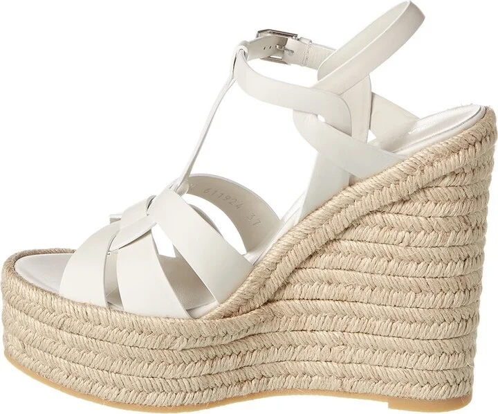 Saint Laurent Tribute 85 Leather Espadrille Wedge Sandal - Image 2