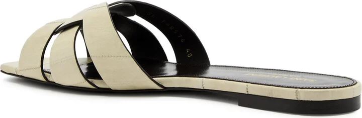 Saint Laurent Tribute Crocodile-effect Leather Sliders - Image 2