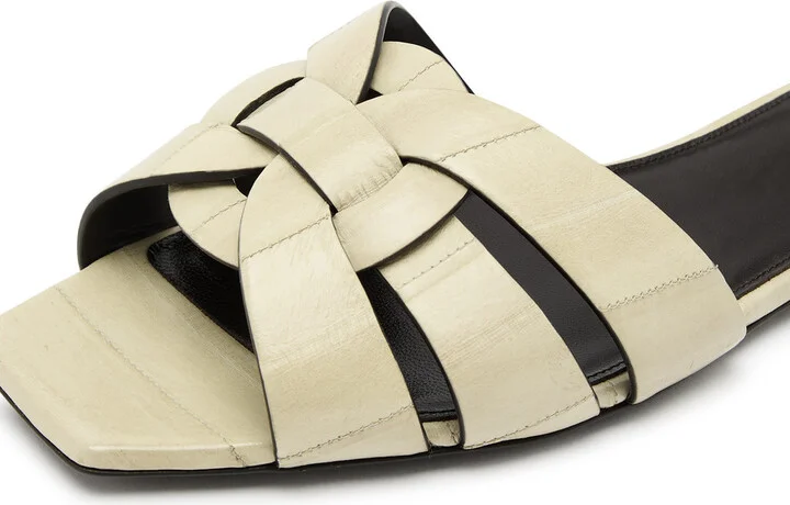 Saint Laurent Tribute Crocodile-effect Leather Sliders - Image 4