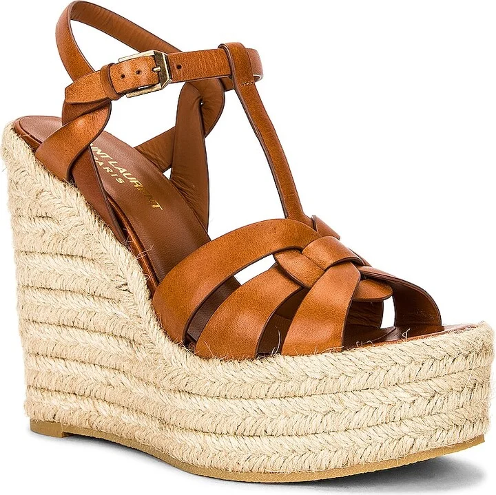 Saint Laurent Tribute Espadrille Wedge Sandals in Black - Image 2