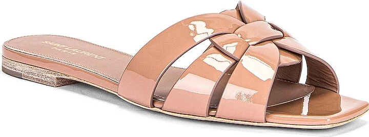 Saint Laurent Tribute Flat Sandal in Blush - Image 2