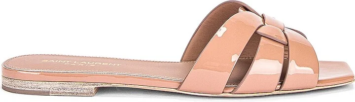 Saint Laurent Tribute Flat Sandal in Blush