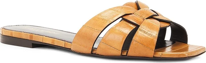 Saint Laurent Tribute Flat Sandal in Brown - Image 2