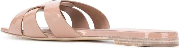 Saint Laurent Tribute Leather Flat Sandals - Image 3