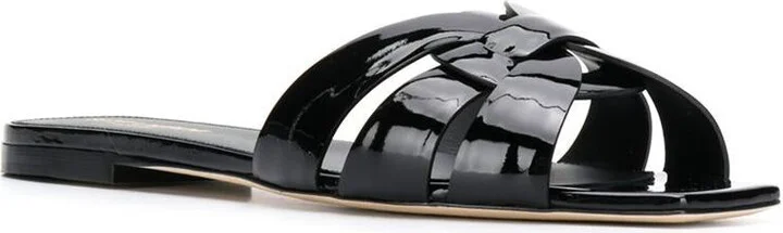 Saint Laurent Tribute Leather Flat Sandals - Image 2