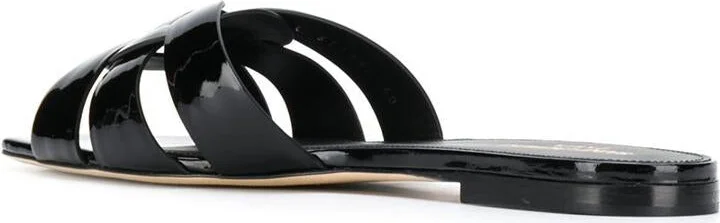 Saint Laurent Tribute Leather Flat Sandals - Image 3