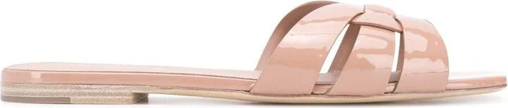 Saint Laurent Tribute Leather Flat Sandals
