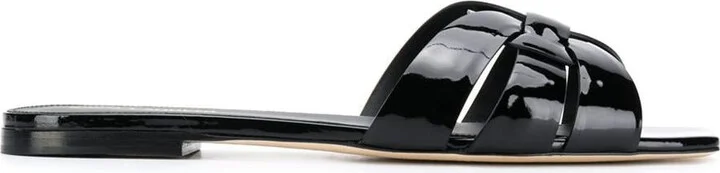 Saint Laurent Tribute Leather Flat Sandals