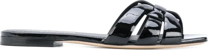 Saint Laurent "Tribute" Leather Mules Flat