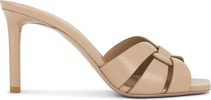 Saint Laurent Tribute Mule Sandal in Beige